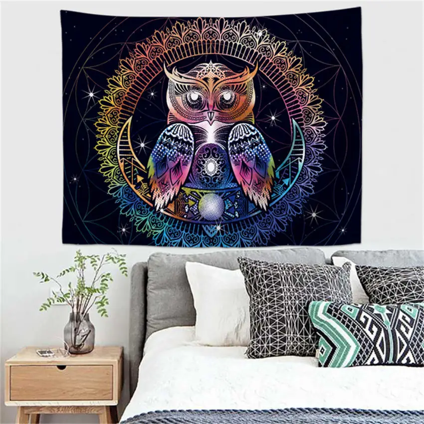 

new style owl Hippie wind tapestry tapestry wall cloth Meditation Mysterious Home Living Room Decoration hang cloth