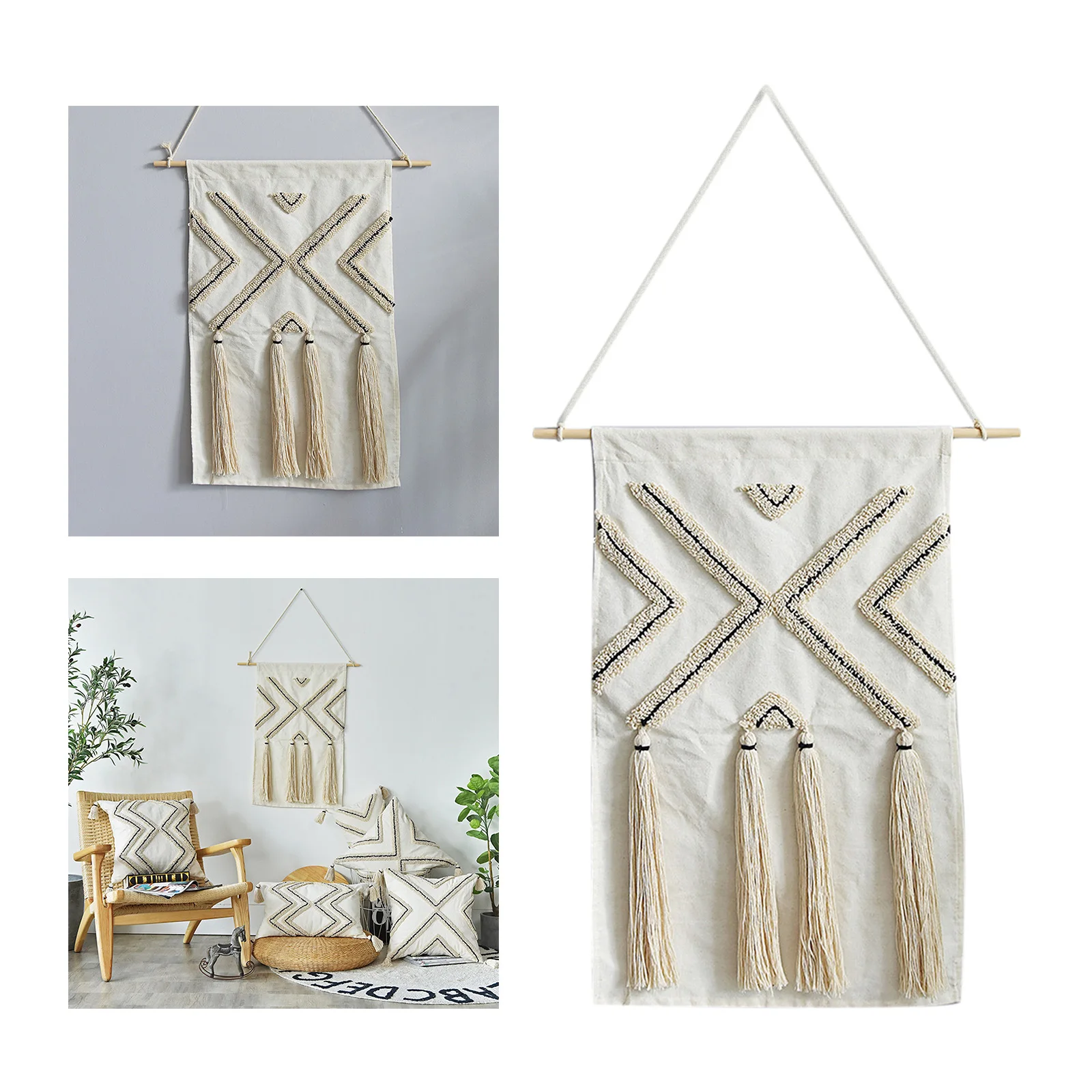 

Embroidery Woven Tufted Cushion Cover Cotton Pillowcase for Car Sofa Bedroom Home Decor