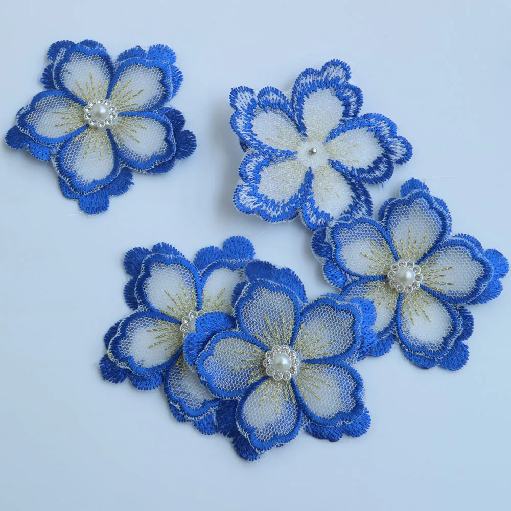 5 шт./лот 10 цветов 2 слойные Цветочные нашивки ручной работы для свадебного платья