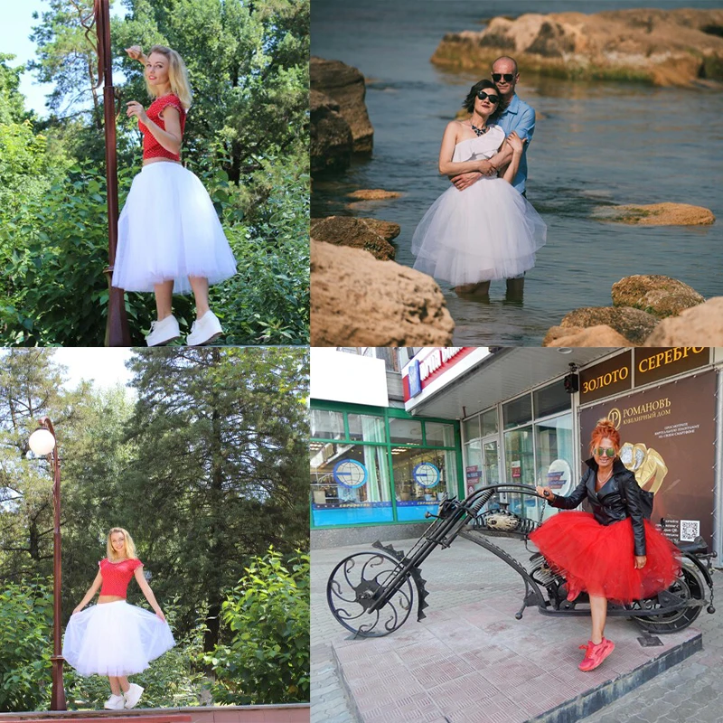 

6Layers 65cm Fashion Tulle Skirt Pleated Tutu Skirts Women Lolita Petticoat Bridesmaids Sweet Party Midi Skirt Mini Skirt Dress