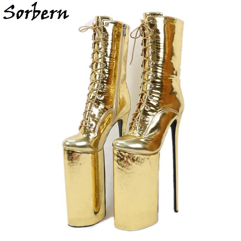 

Sorbern 12 Inch Women Boots For Drag Queen Boot Stilettos Extreme High Heel Lace Up Crossdresser Shoes Custom Colors