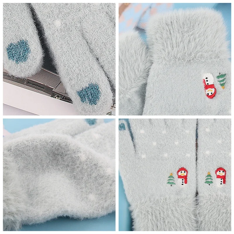 

Vintage Christmas Knitted Gloves Women Thicken Touch Screen Gloves Winter Warm Snow Elk Full Finger Mittens Xmas Gift Luvas