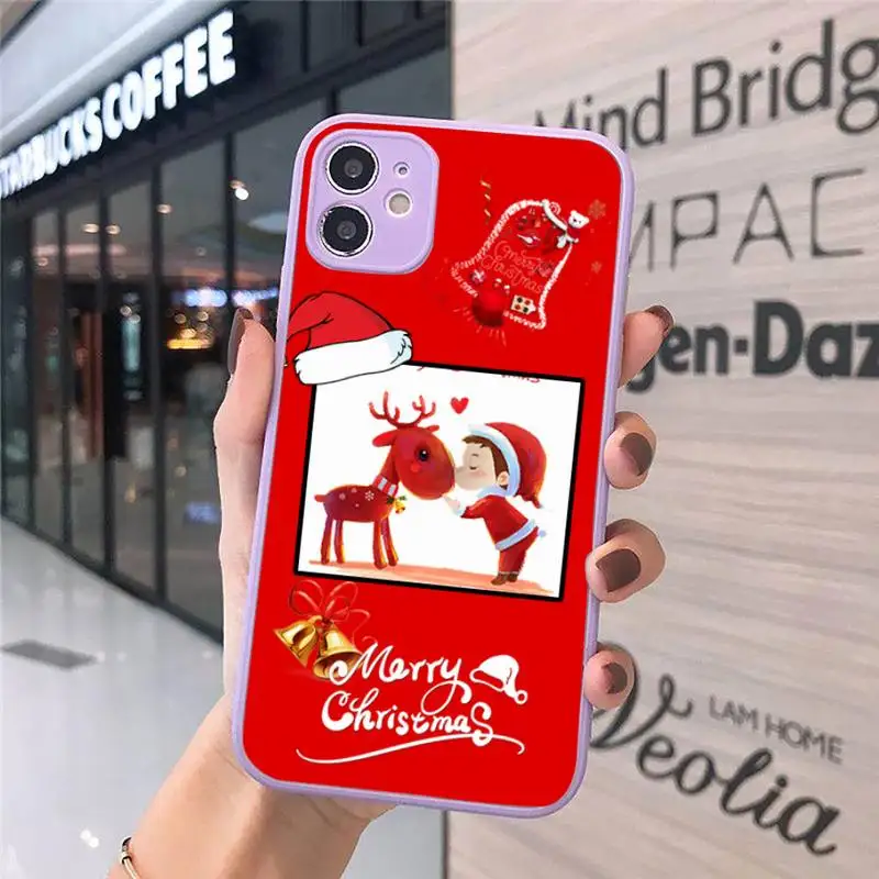

Merry Christmas snow red design Phone Case Matte Transparent for iPhone 7 8 11 12 s mini pro X XS XR MAX Plus cover funda