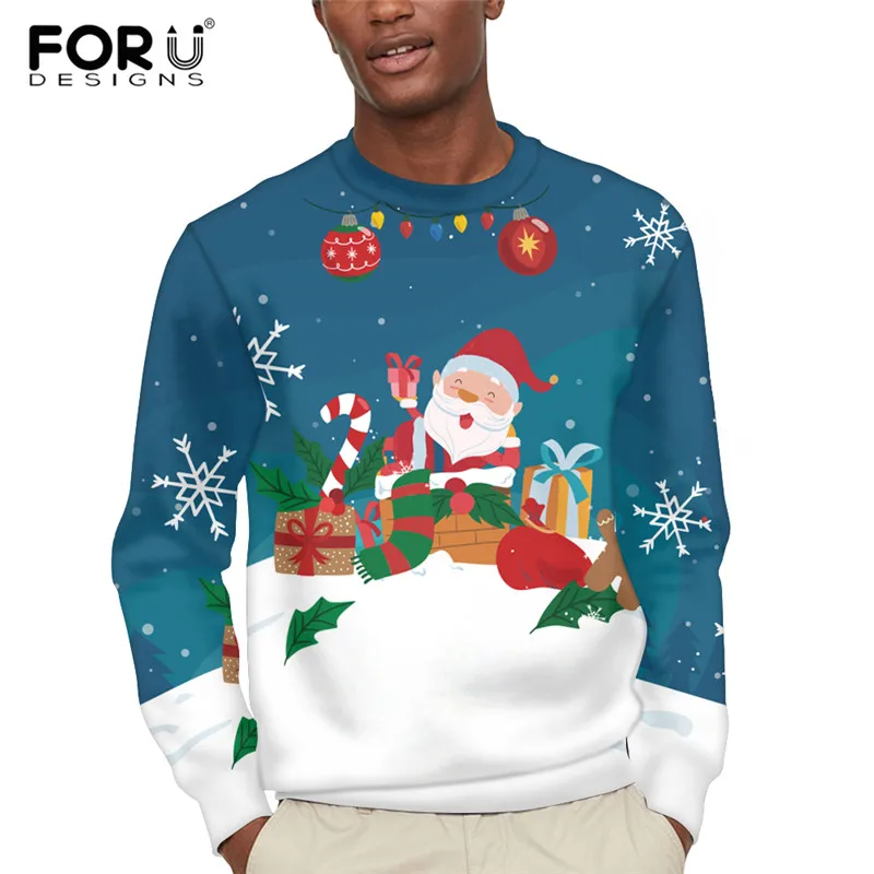 

FORUDESIGNS Cute Santa Claus Christmas Sweatshirt for Male Female Clothes Comfort Sweatshirts for Men Women Autumn Clothing