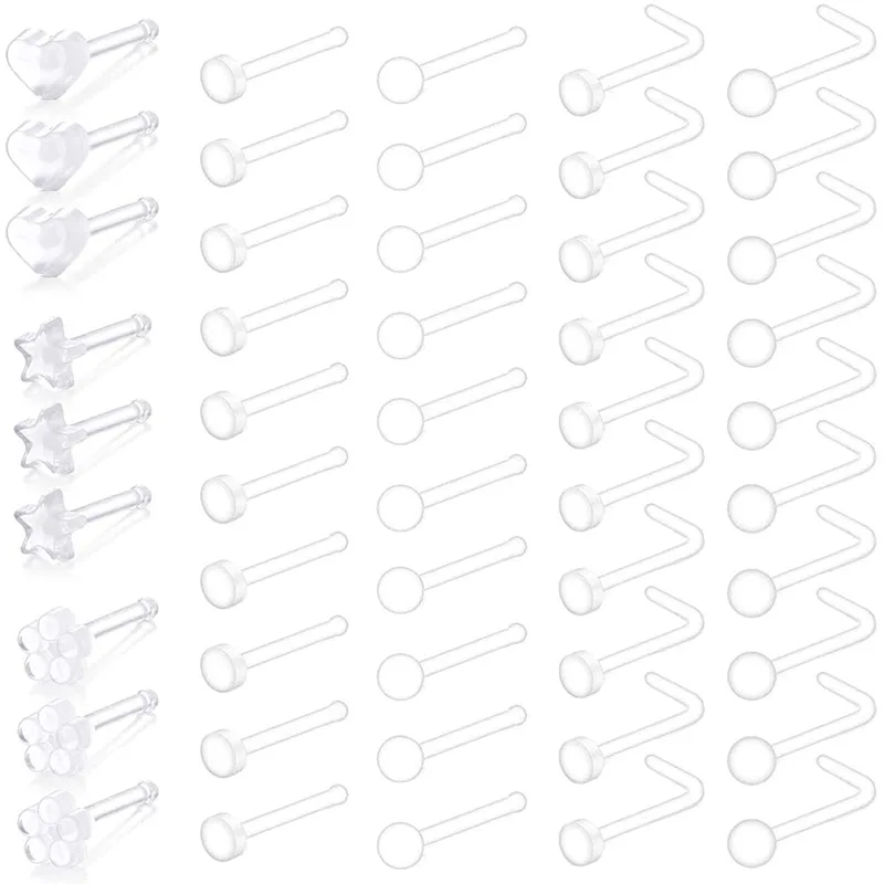 Прозрачные кольца для носа 20 г гвоздики фиксаторы L образной формы гибкие Bioflex и Φ