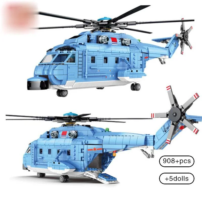 

908PCS Helicopters Fighter Building Blocks Military City Z-18 Utility Airplane Army Pilot Figure Plane Bricks Children Toy