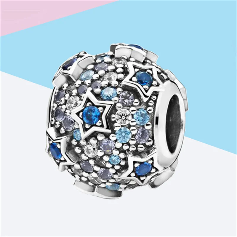 

CODEDOG Clear CZ Blue Star Relief Fit Original 3mm Bracelet & Dangle Hot Sale 100% Real 925 Sterling Silver Jewelry CMS1541