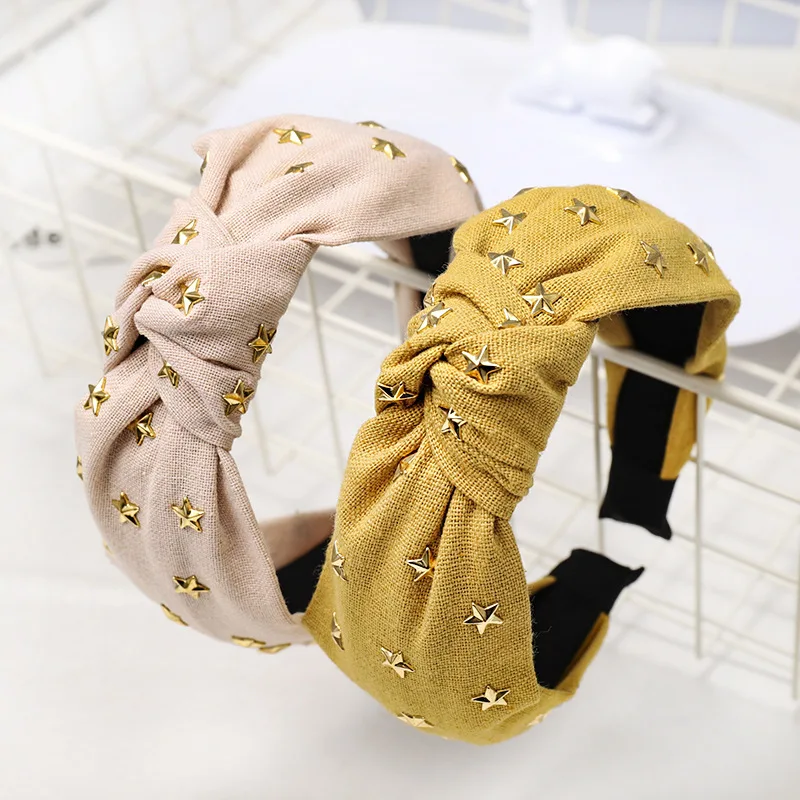 2019 летний атласный богемный центр обруч с бантиком золотыми звездами штамповки