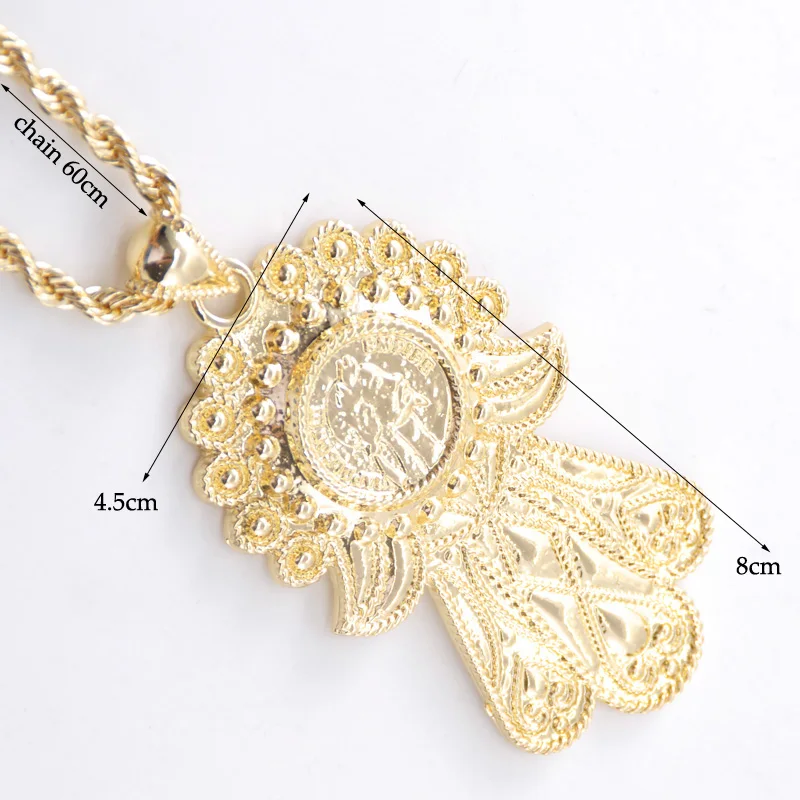 Мусульманская ручная подвеска в золоте Длинная цепочка ожерелье для женщин