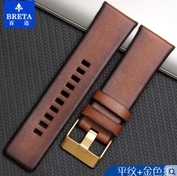 BRETA ремешок для часов кожаный для дизеля для DZ4318 DZ4283 DZ4281 DZ4323 DZ7343 26 мм часы браслет ретро - Цвет ремешка: Style one gold