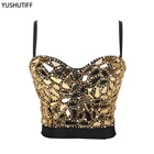 Сексуальный женский топ с бисером и блестками, укороченный топ, корсет для ночного клуба, вечерние, укороченный топ, бюстье с эффектом пуш-ап, бра DB905