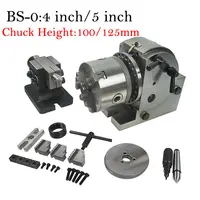 CNC Rotary Axis Dividing Head BS-0 5 inch 3 Jaw Chuck with 100mm 125mm Chuck and Tailstock for CNC Milling Machine Rotary Table