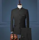 Модная Высококачественная обувь со стоячим воротником дизайн мужской деловой костюм в индийском стиле, куртка, брюки, для жениха; Изготовленный на заказ платье для мамы и дочки ropa hombre 2 шт.