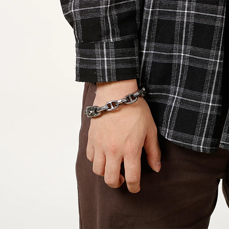 Мужской винтажный браслет-цепочка KALEN матовая цепь 24 см из нержавеющей стали в