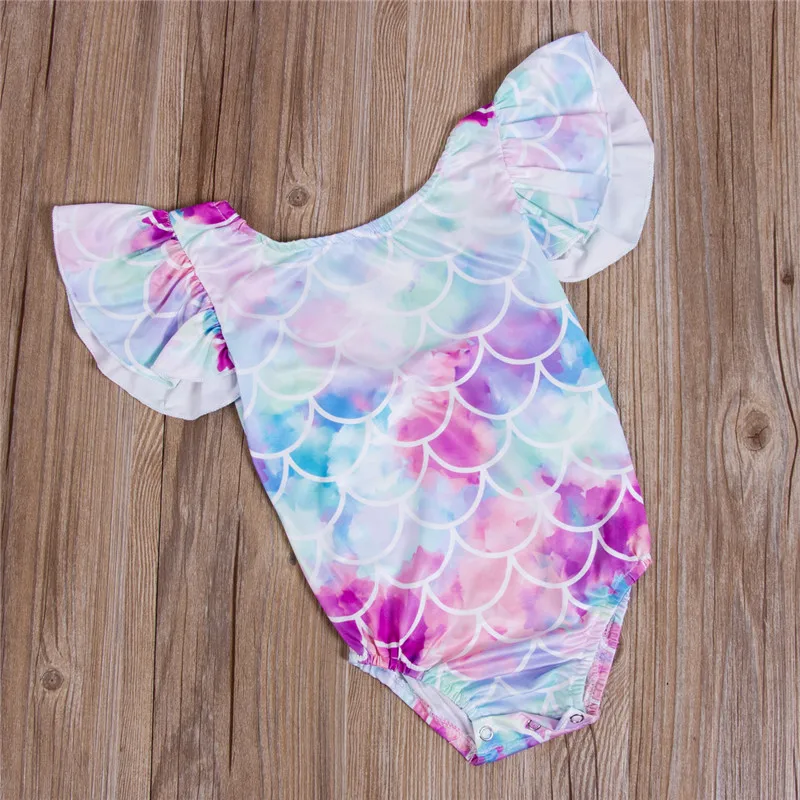 Детский купальный костюм русалки для маленьких девочек Цельный купальник