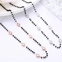 clear cubic zirconia beads black crystal chain necklace for women wedding party elegant fashion gold necklace kolye gifts