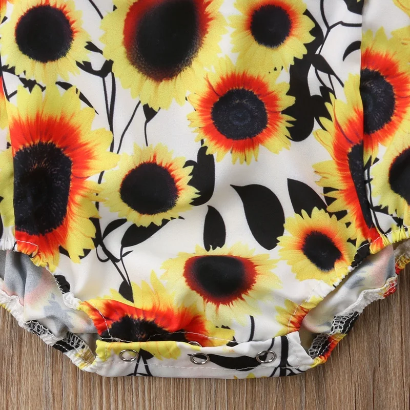 

New Fashion Baby Bodysuit Summer Baby Girl Clothes Sunflower Print Sleeveless Baby Romper Play Sweet Toddler Girl Outfits 0-18M