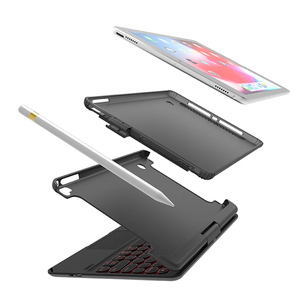 

Rotation Bluetooth Keyboard Cover Multitouch ABS Buttons 7 Color Backlit Keybaord for Ipad 9.7/10.2/10.5Inch