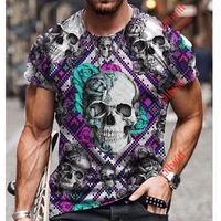 mens fashion t shirt vintage goth horror skull print short sleeve tshirts 2021 summer new men oversized o neck t shirts clothes