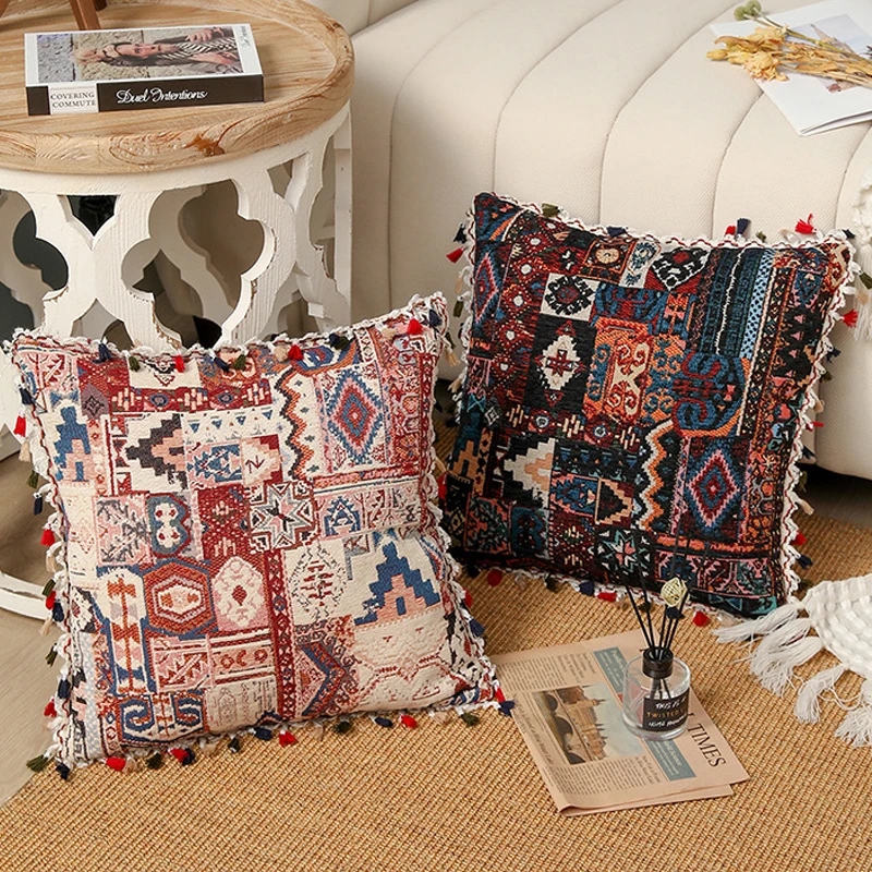 

Этнический чехол для подушки Boho Стильный чехол для подушки жаккард 45х4 5 см бахрома с бахромой для гостиной кровати комнаты диван-кровать ст...
