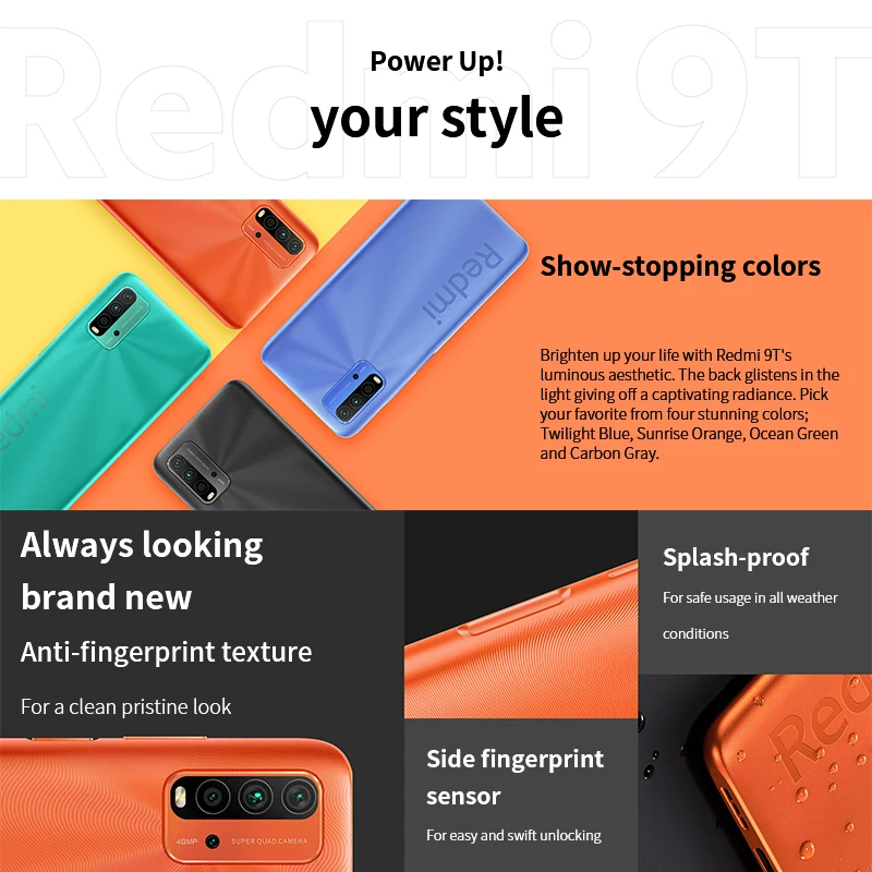 Xiaomi Redmi 9T глобальная версия смартфон 4 ГБ 64 ГБ/4 128/6 128 Snapdragon 662 48MP Quad Camera 6000 мАч 6 53