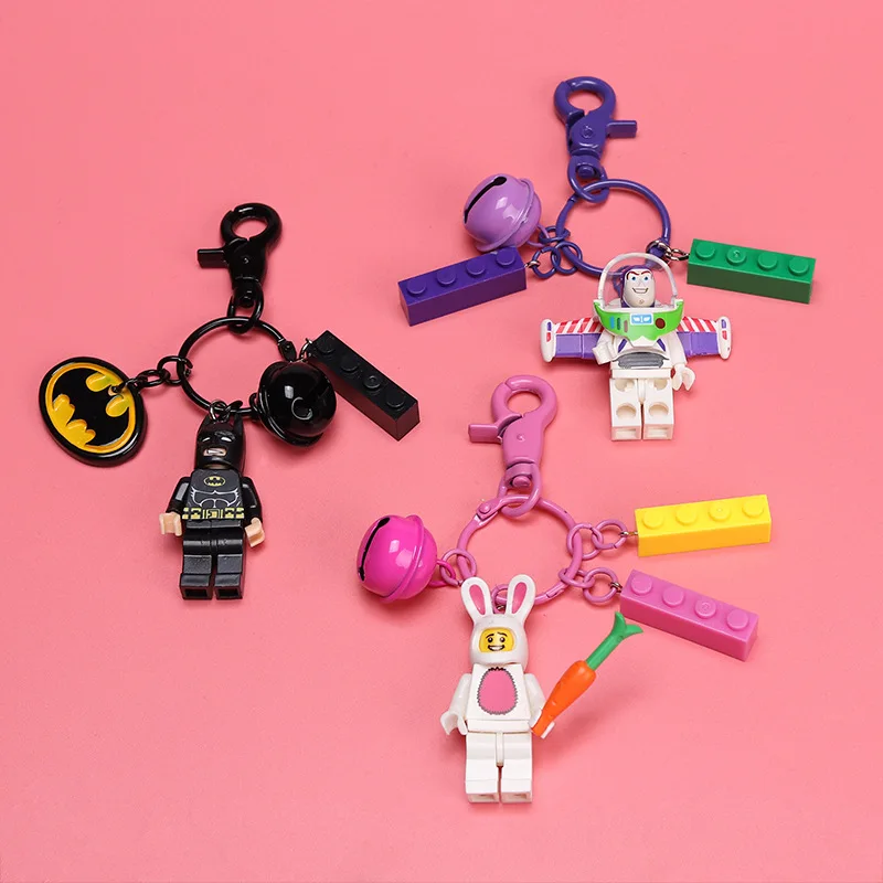 Креативная цепочка для ключей с басами и лайтером строительный блок мультяшный
