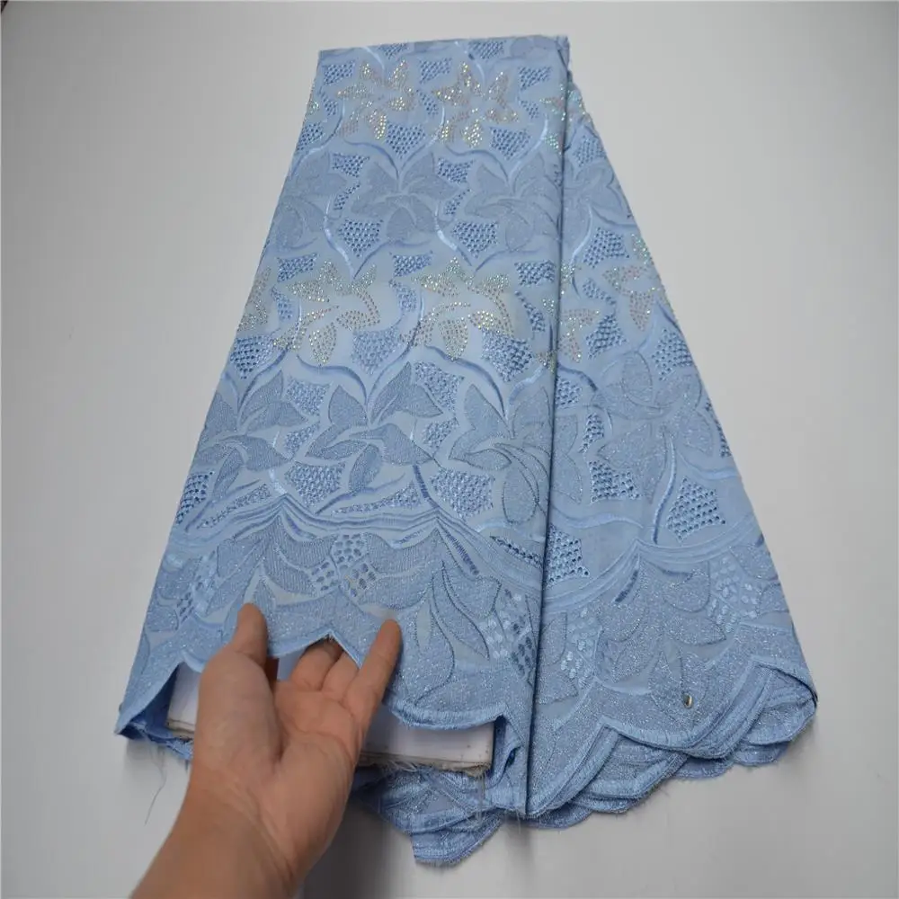 Королевский синий африканский кружевной материал высокого качества вышитые
