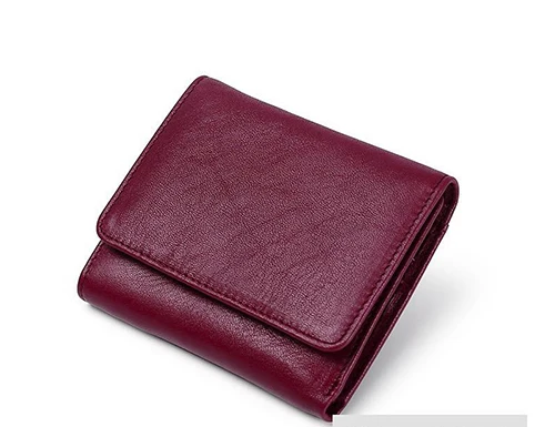 Wine Red Роскошный стильный женский кошелек из натуральной кожи, три сложения, Новое поступление, женский кожаный кошелек, многофункциональный короткий женский кошелек - Цвет: Wine Red