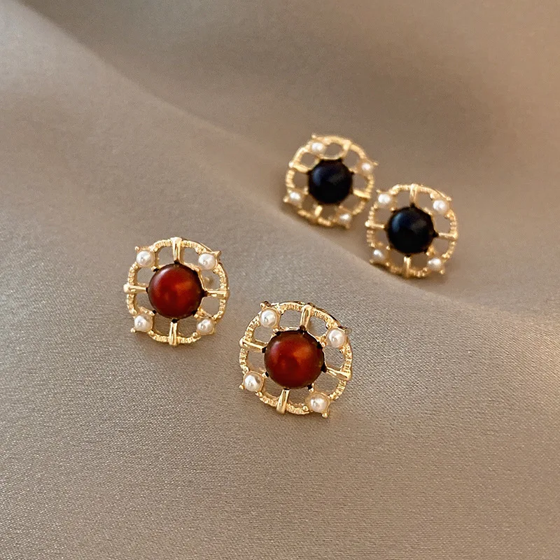 

S925 Post Round Hollow Metal Stud Earrings Minimalist Small Circle Geometric Stud Earring For Daily Beautiful Party Jewelry Gif