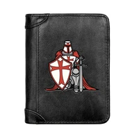 knights templar genuine leather wallet classic men business pocket slim card holder male short purses gifts