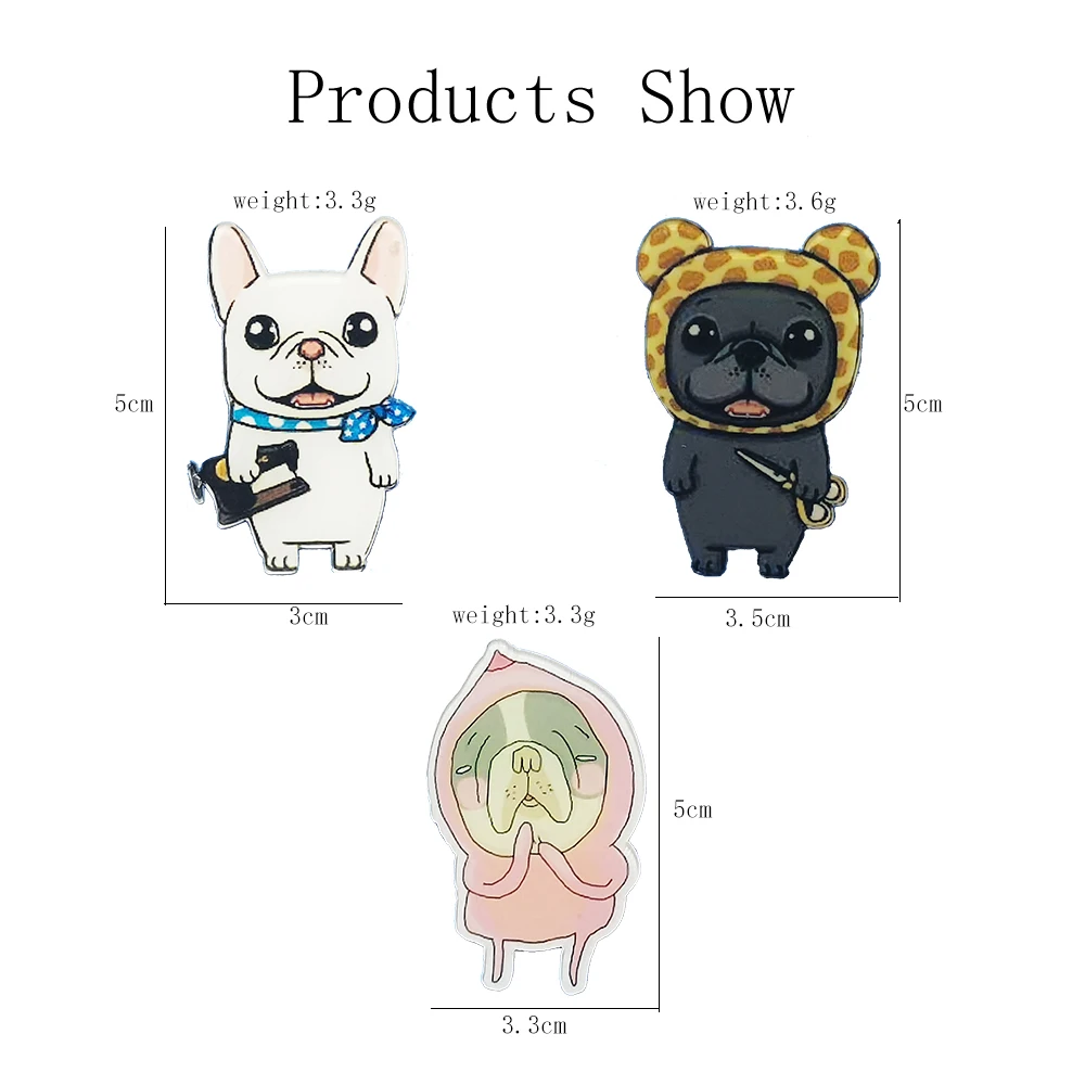 

Cartoon Acrylic Animal Brooches-Coquettish Funny Dog Dog Brooch Pins, As A Gift For Friends Or Child For Halloween And Christmas