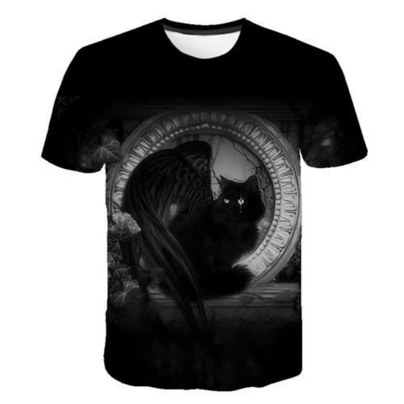 

3D cat print T-shirt men/women summer funny short-sleeved top casual O-neck animal cat streetwear 2021