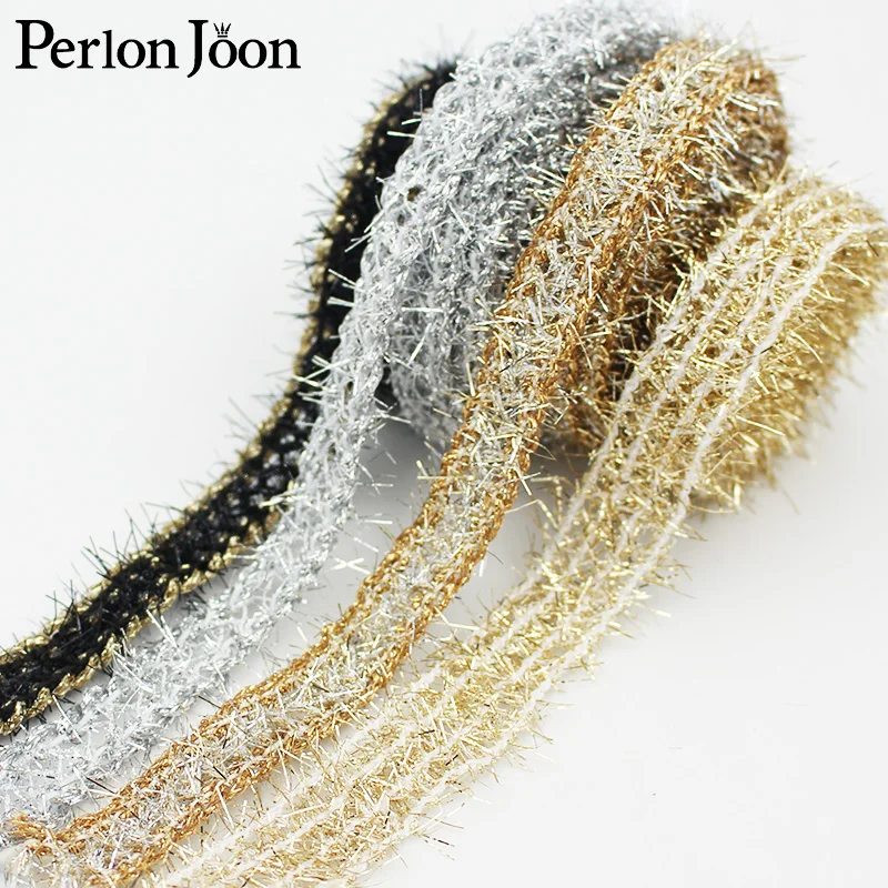 

10 yards Gold silver furry clothing, shoes and hats, home furnishing lace, sweater coat webbing, sewing accessories trim ZD0379
