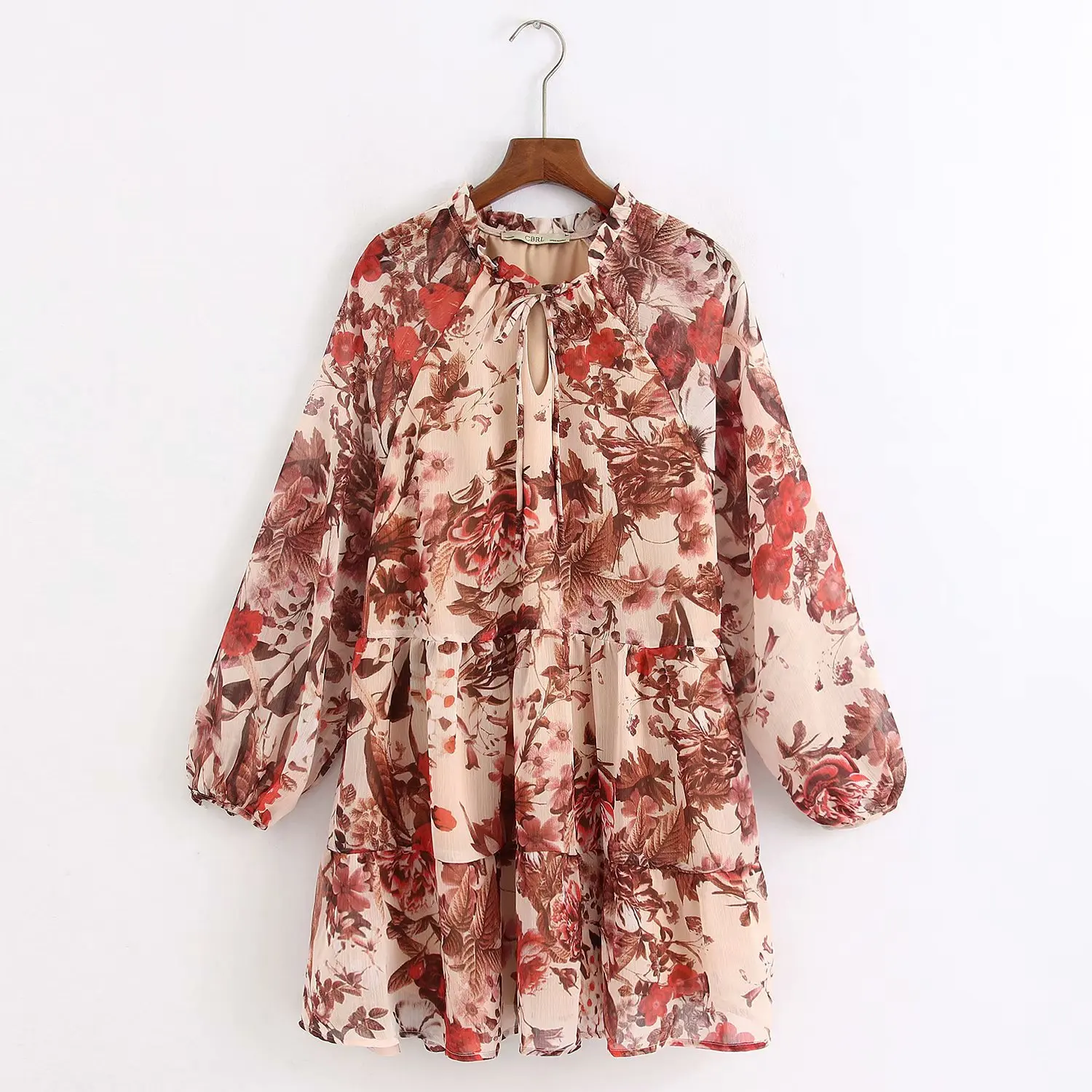 Женское шифоновое мини платье с цветочным принтом элегантное прямое бантом и