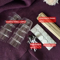 10pcsset diy hand flame retardant plastic tea wax heart shaped round candle shell plastic candle cup candlestick container