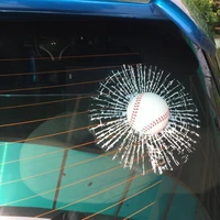 car styling baseball football tennis stereo broken sticker 3d self stickers hits decal adhesive window car ball car glass q4h9