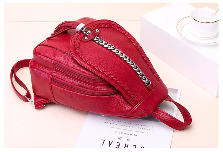 Женские кожаные рюкзаки ткацкий металлический рюкзачок с цепочками sac dos дорожные рюкзаки mochila masculina школьные рюкзаки для подростков