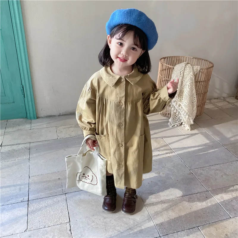 

2021 Spring autumn girls baby clothes kids long windbreaker jacket for toddler girls children clothing outfit loose coat jackets