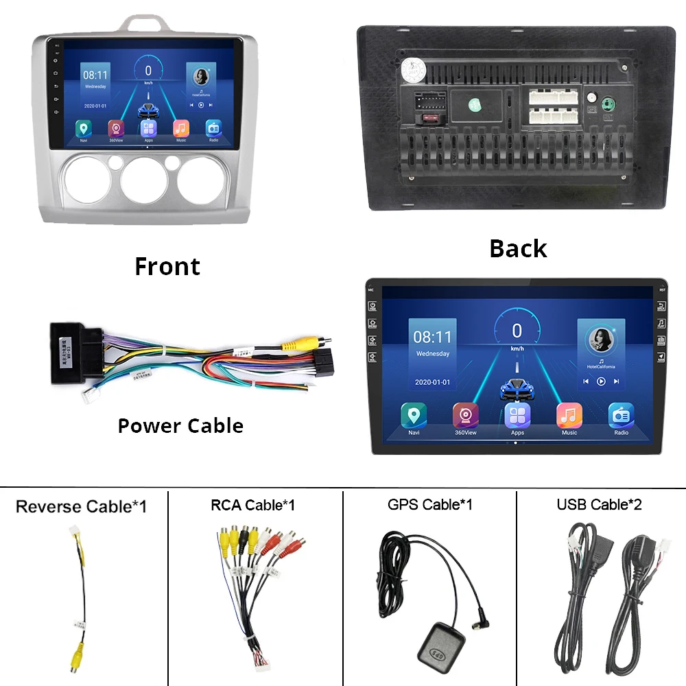 

2din Android 9.0 Car Radio For Ford Focus EXI MT 2 3 Mk2 2004 2005 2006 2007 2008 2009-2011 2Din Car Multimedia Video Player