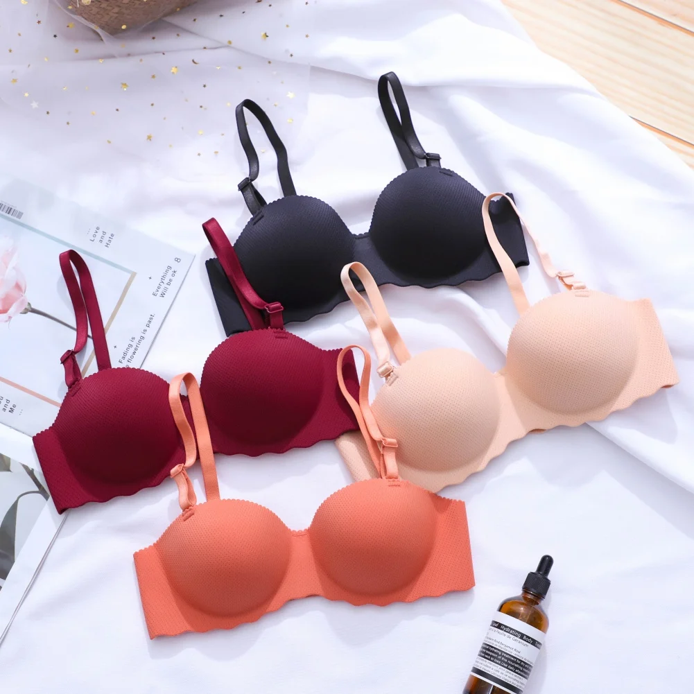 

Sexy Bra Women Push Up Seamless Lingerie Solid Color Gathered Underwear Ladies No Steel Ring Bra