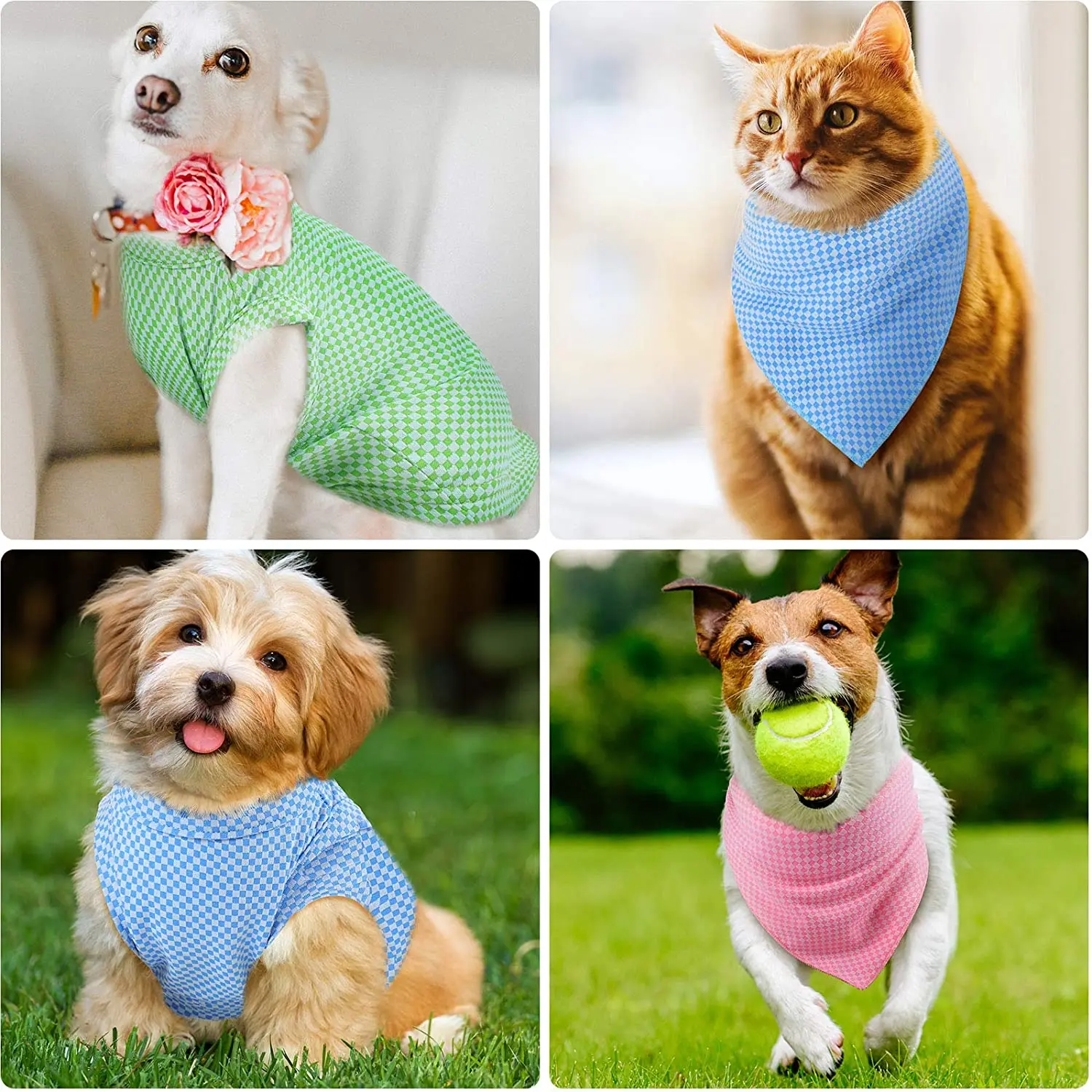 

Dog shirt, vest, dog cool headband, pet clothes, with pet scarf, triangle bib, scarf absorbs water and evaporates quickly