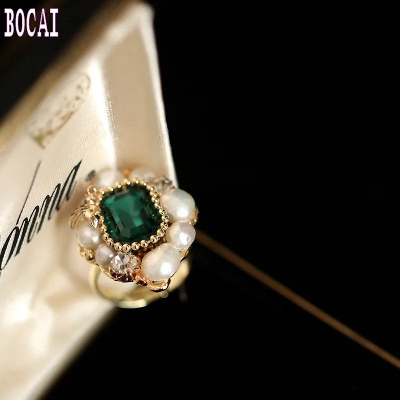 925 sterling silver rings handmade Natural stone opal pearl retro round female ring | Украшения и аксессуары