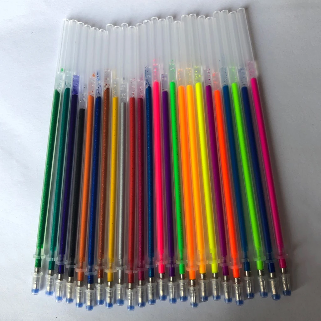 

Glitter Ink Gel Pen Refills , 24 Color 0.5mm, No Duplicates,More Ink Than