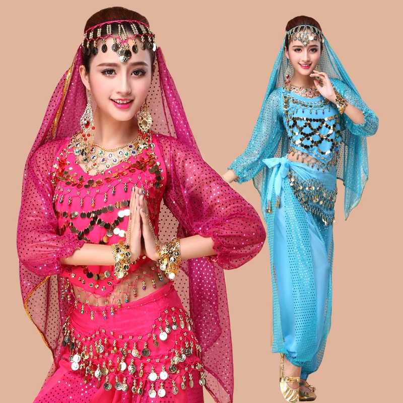 Женский костюм для танца живота комплект из 4 предметов с длинным рукавом