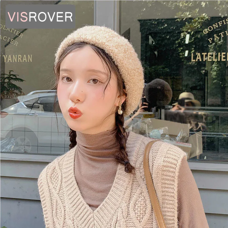 VISROVER alplaca woman wool beret female knit cap spring autumn winter hat solid color top quality Women Boina wholesales | Аксессуары