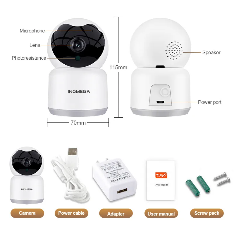 

INQMEGA 3MP Tuya IP Camera IR Night Vision Two Way Audio WIFI Wireless Home Security Camera CCTV Surveillance Pet Baby Monitor