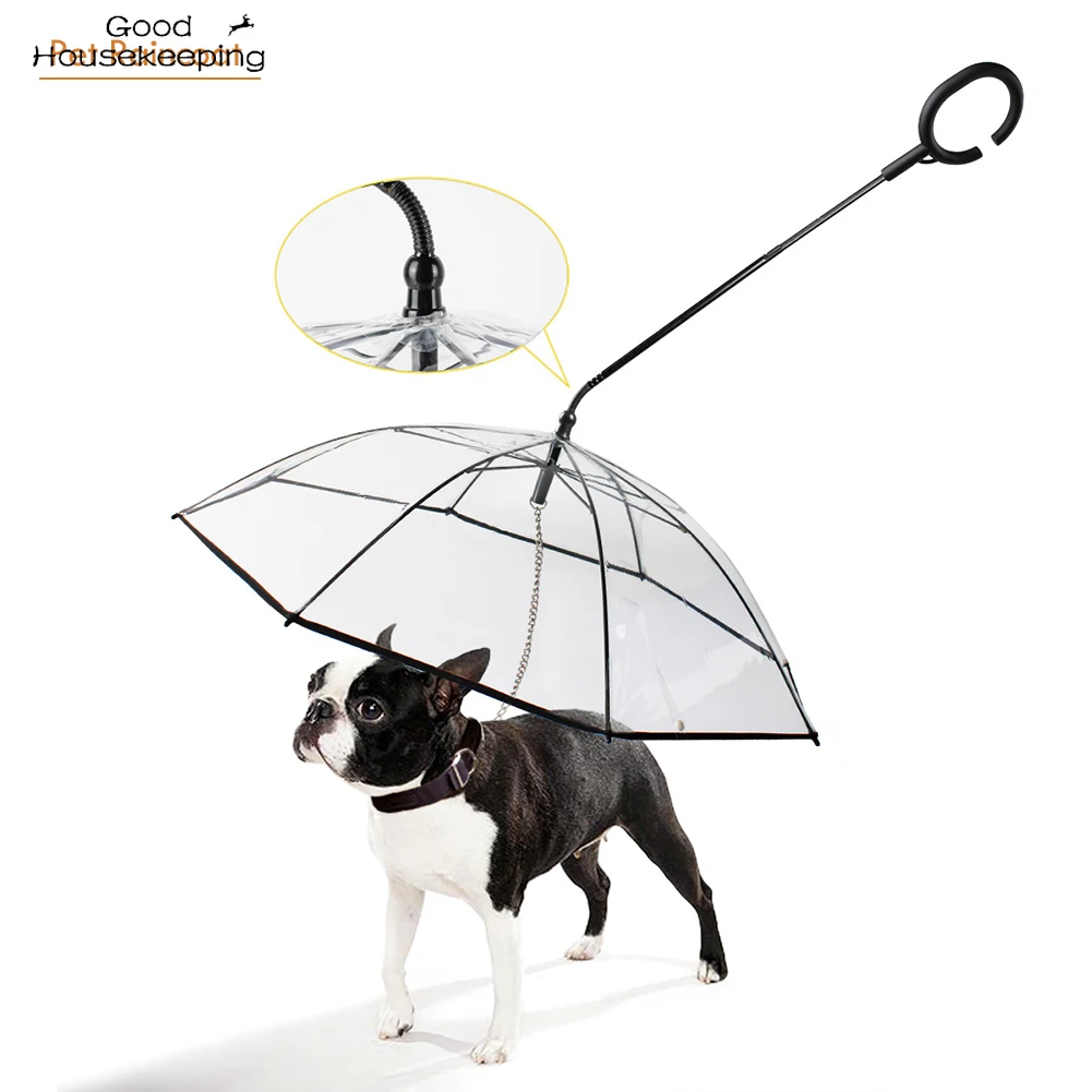 Dog Walking Waterproof Clear Cover Built-in Leash Rain Sleet Snow Pet Umbrella Pet Products boank dog clothes