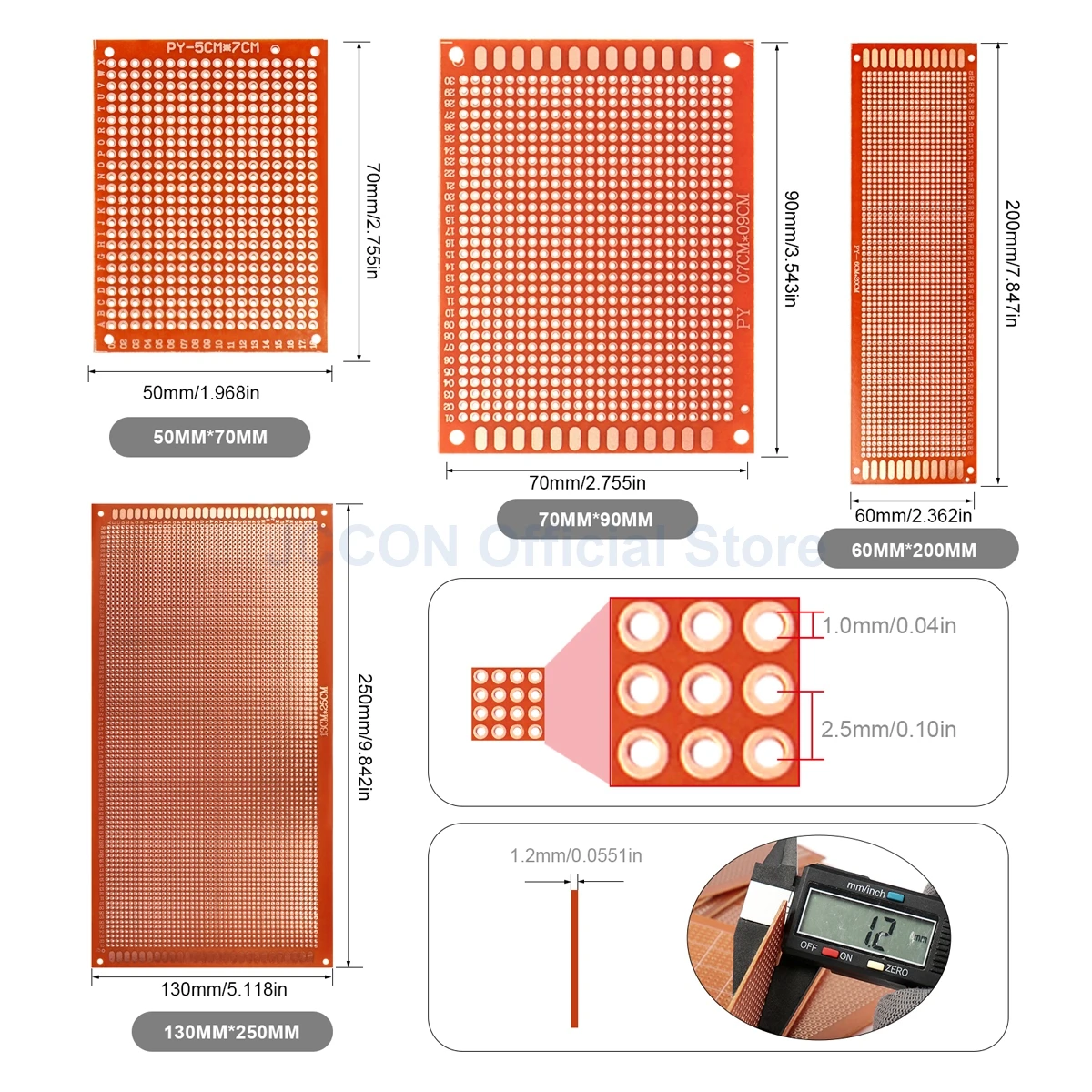 10Pcs PCB Prototype Board 5x7 cm Circuit Protoboard Universal DIY Matrix Single Row Continuous Hole Soldering Plate images - 6
