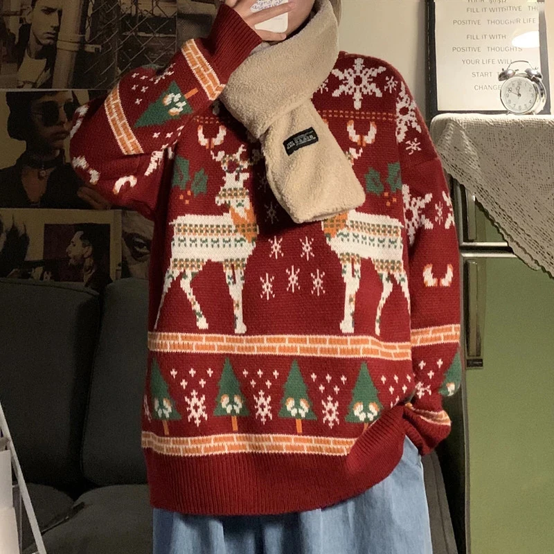 

Рождественские свитера для мужчин и женщин, пуловер на осень и зиму, праздничная одежда, мужские повседневные Мультяшные свитеры, мужской Р...