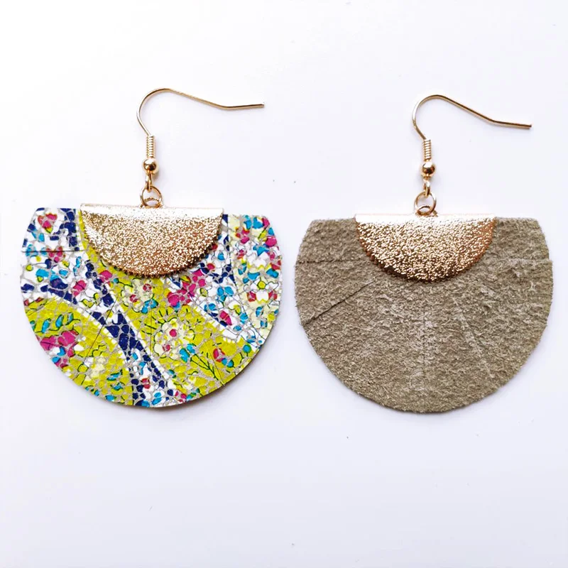 Женские кожаные серьги Cpop в форме полумесяца Винтажные из воловьей кожи с